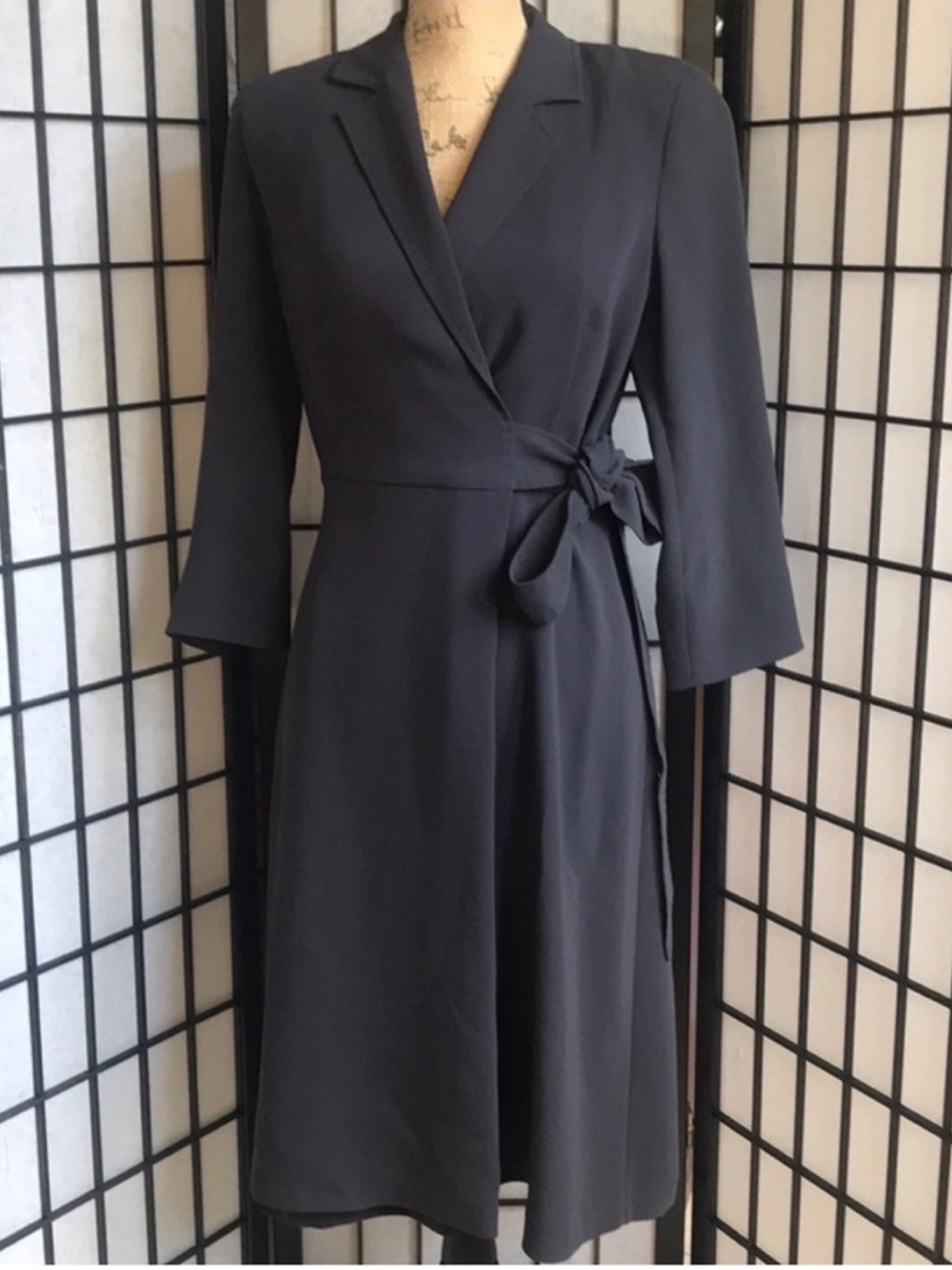 MaxMara Classic Wrap Midi Dress with Tie Waist - Dark Navy Blue